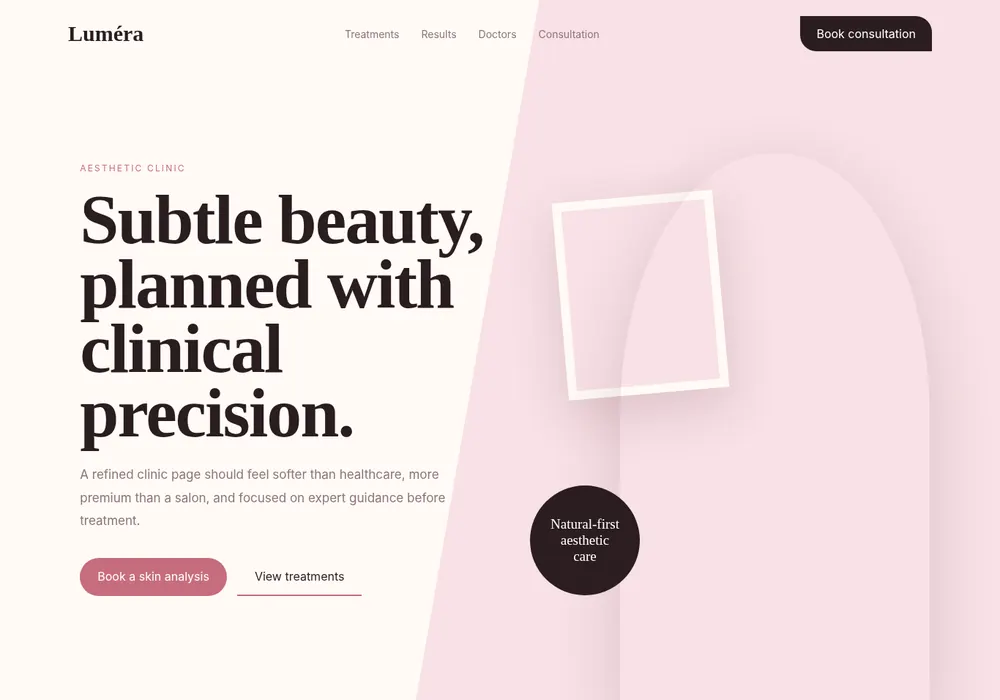 Beauty clinic demo page preview