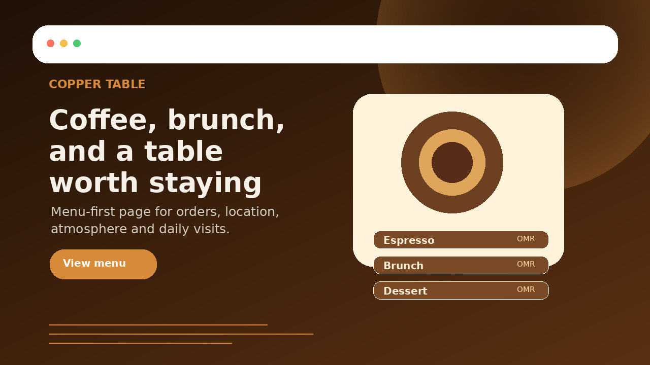 Café and restaurant demo page preview