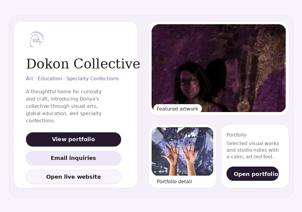 Dokon Collective landing page website demo preview