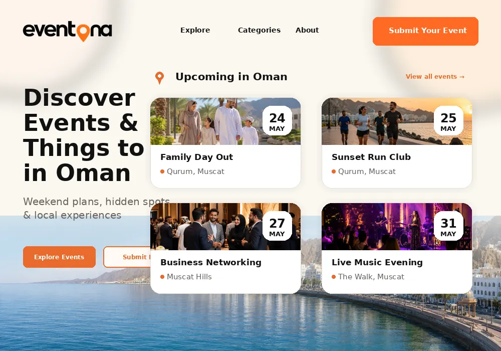 Eventona live landing page website preview