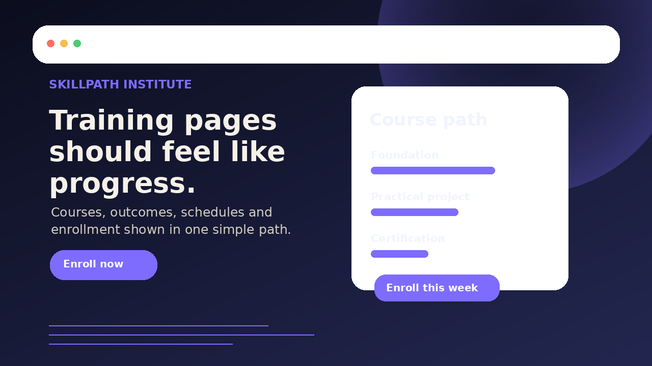 Training institute demo page preview