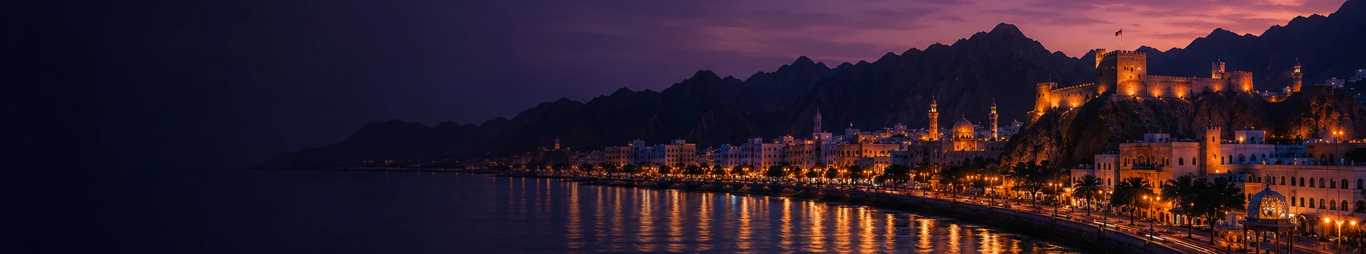 Mutrah waterfront in Muscat at dusk